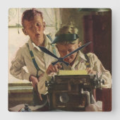 ヴィンテージ新聞記者、著者タイプライター スクエア壁時計 (正面)