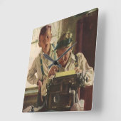 ヴィンテージ新聞記者、著者タイプライター スクエア壁時計 (傾斜)