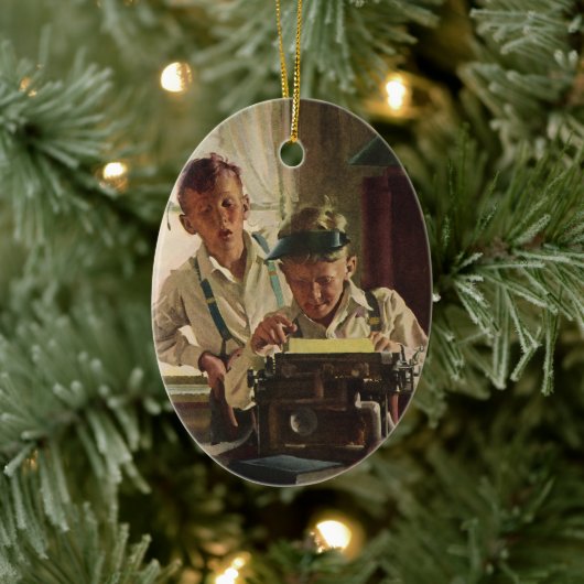 ヴィンテージ新聞記者、著者タイプライター セラミックオーナメント (ツリー)