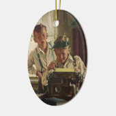 ヴィンテージ新聞記者、著者タイプライター セラミックオーナメント (左)