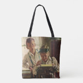 ヴィンテージ新聞記者、著者タイプライター トートバッグ (裏面)