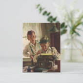 ヴィンテージ新聞記者、著者タイプライター ポストカード (スタンド正面)