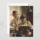 ヴィンテージ新聞記者、著者タイプライター ポストカード (正面/裏面)