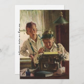 ヴィンテージ新聞記者、著者タイプライター 招待状 (正面/裏面)