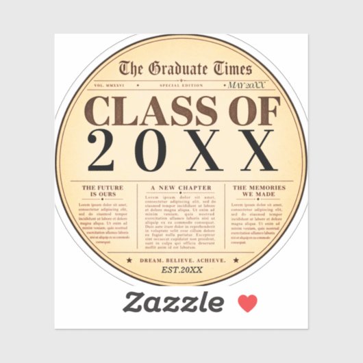 ヴィンテージ新聞風 卒業ステッカー 20XX年卒 シール (シート)