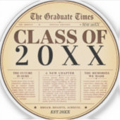 ヴィンテージ新聞風 卒業ステッカー 20XX年卒 シール (正面)