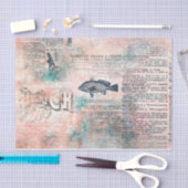 ヴィンテージ新聞魚 薄葉紙 (クラフト)