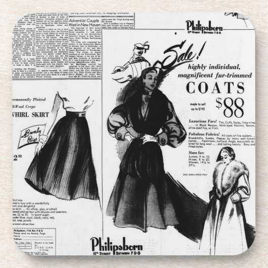 ヴィンテージ新聞1951年10月26日 コースター (正面)