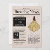 ヴィンテージ新聞 クイーンセニョーラ ゴールド 招待状 (正面)