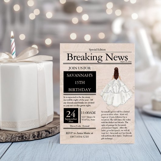 ヴィンテージ新聞 クイーンセニョーラ シルバー ホワイト 招待状