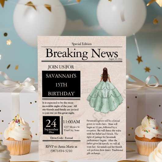 ヴィンテージ新聞 クイーンセニョーラ ライトグリーン 招待状