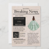 ヴィンテージ新聞 クイーンセニョーラ ライトグリーン 招待状 (正面)