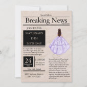 ヴィンテージ新聞 クイーンセニョーラ ライラックパープル 招待状 (正面)