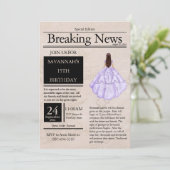 ヴィンテージ新聞 クイーンセニョーラ ライラックパープル 招待状 (スタンド正面)