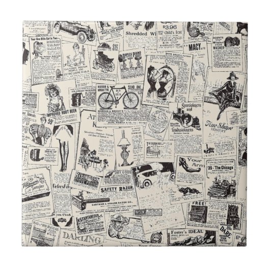 ヴィンテージ新聞 タイル (正面)