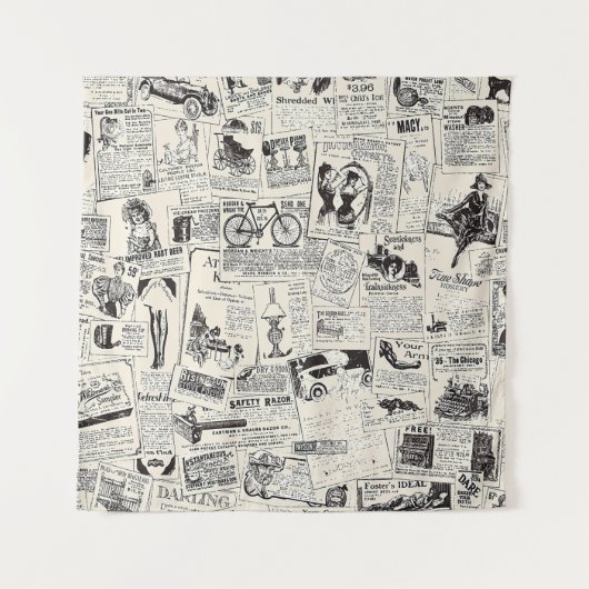 ヴィンテージ新聞 タペストリー (正面)