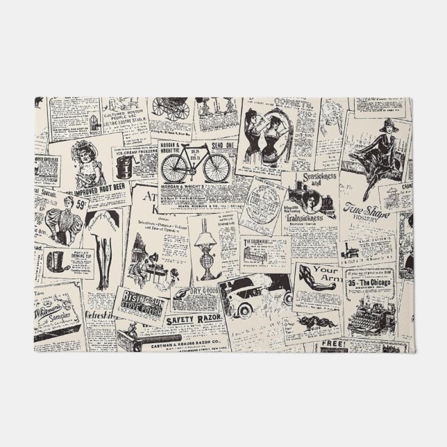 ヴィンテージ新聞 ドアマット (正面)