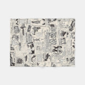 ヴィンテージ新聞 フリースブランケット (正面(横))