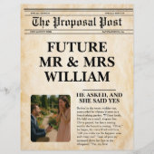 ヴィンテージ新聞 レトロ風 写真付き 結婚予定日通知 チラシ (正面)