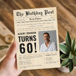 ヴィンテージ新聞 60歳の節目 誕生日写真 招待状