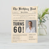ヴィンテージ新聞 60歳の節目 誕生日写真 招待状 (スタンド正面)