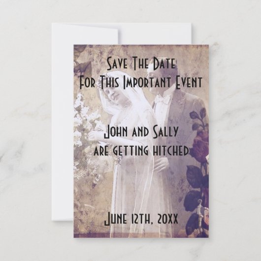 ヴィンテージ新郎新婦の日付の保存 (裏面)