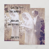 ヴィンテージ新郎新婦の日付の保存 (正面/裏面)