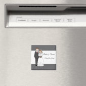 ヴィンテージ新郎新婦の日付の保存 マグネット (インサイチュ (食洗機))