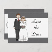 ヴィンテージ新郎新婦の日付の保存 案内ポストカード (正面/裏面)
