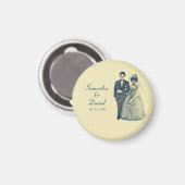 ヴィンテージ新郎新婦の結婚式の日付を保存 マグネット (正面/裏面)