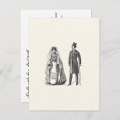 ヴィンテージ新郎新婦の返信はがき インビテーションポストカード (正面/裏面)