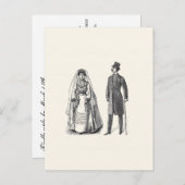 ヴィンテージ新郎新婦の返信はがき インビテーションポストカード (正面/裏面)