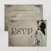 ヴィンテージ新郎新婦ウェディングRSVP 出欠カード (正面/裏面)