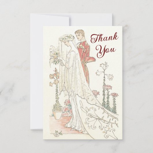 ヴィンテージ新郎新婦ファッションド結婚ズ サンキューカード (正面)