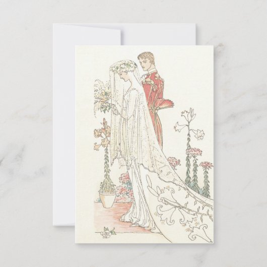 ヴィンテージ新郎新婦ファッションド結婚ズ サンキューカード (裏面)