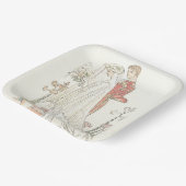 ヴィンテージ新郎新婦ファッションド結婚ズ ペーパープレート (傾斜あり)