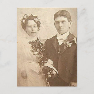 ヴィンテージ新郎新婦ロマンチック結婚な写真 ポストカード