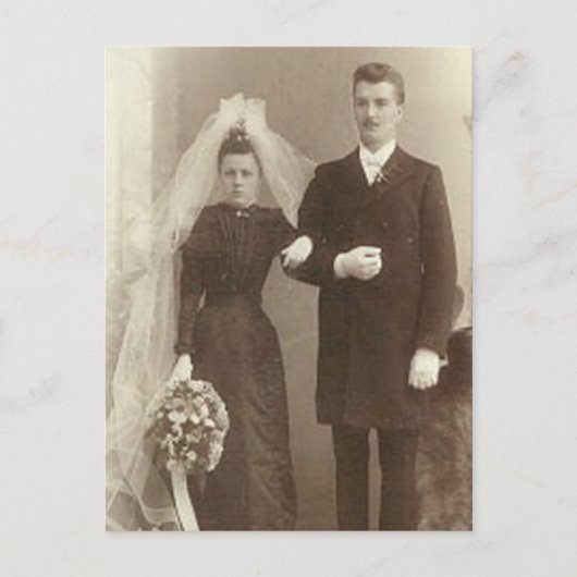 ヴィンテージ新郎新婦ロマンチック結婚な写真 ポストカード (正面)
