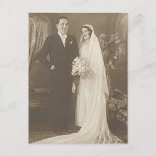 ヴィンテージ新郎新婦ロマンチック結婚な写真 ポストカード