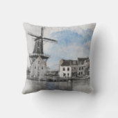 ヴィンテージ旅行のオランダと工場のポスター クッション (裏面)