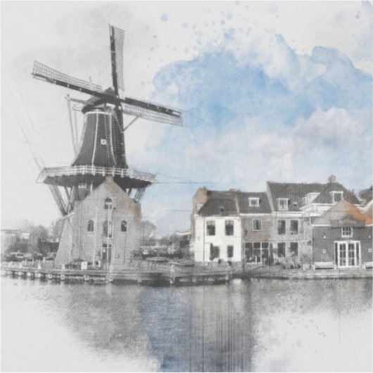 ヴィンテージ旅行のオランダと工場のポスター シール (正面)