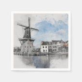 ヴィンテージ旅行のオランダと工場のポスター スタンダードカクテルナプキン (正面)