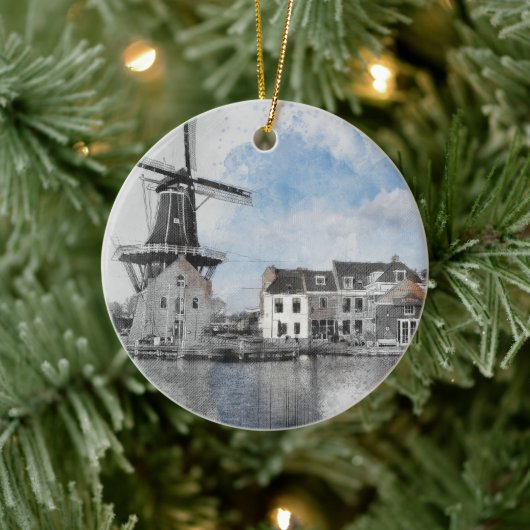 ヴィンテージ旅行のオランダと工場のポスター セラミックオーナメント (ツリー)