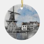 ヴィンテージ旅行のオランダと工場のポスター セラミックオーナメント (正面)