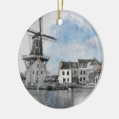 ヴィンテージ旅行のオランダと工場のポスター セラミックオーナメント (左)