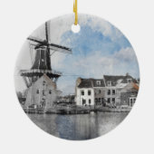 ヴィンテージ旅行のオランダと工場のポスター セラミックオーナメント (裏面)
