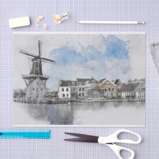 ヴィンテージ旅行のオランダと工場のポスター 薄葉紙 (クラフト)