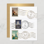 ヴィンテージ旅行のポスター切手と切手フランスの切手 (正面/裏面)