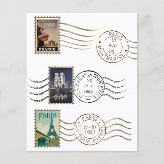 ヴィンテージ旅行のポスター切手と切手フランスの切手 (正面)