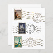 ヴィンテージ旅行のポスター切手と切手フランスの切手 (正面/裏面)
